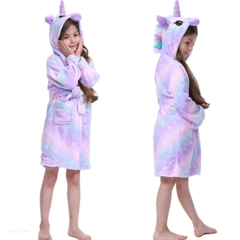 Peignoir à Capuche Enfant Mauve Doux Flanelle - Mauve Doux - 150cm (8-9 ans)