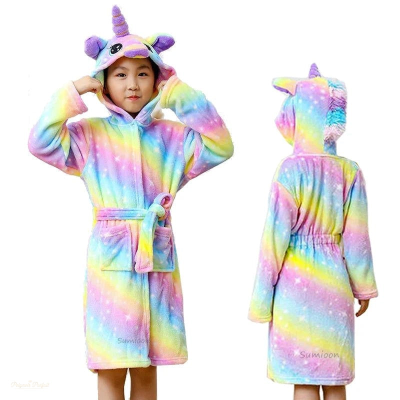 Peignoir Enfant Arc-en-ciel Pastel Flanelle à Capuche - Arc-en-ciel Pastel - 100cm (1-2 ans)