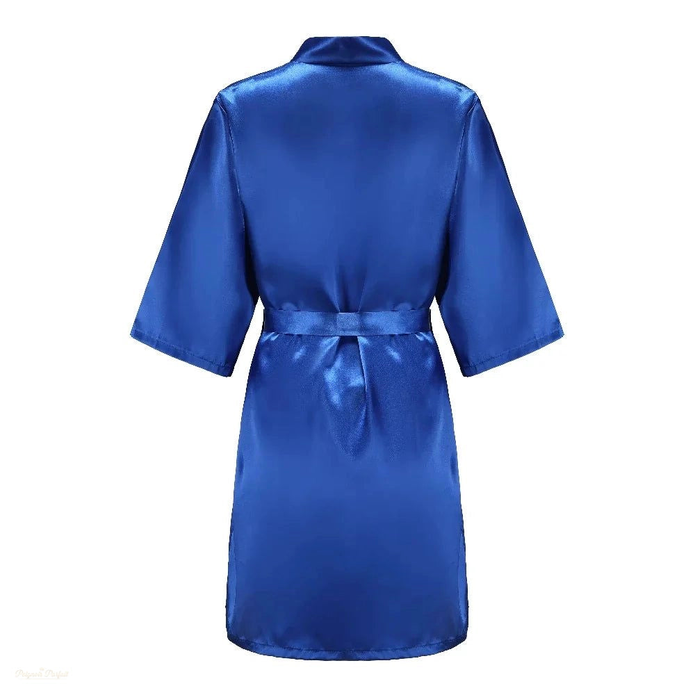 Peignoir Enfant Bleu Roi Satiné - Robe Chambre Douce - Bleu Roi Satiné - XXXXL