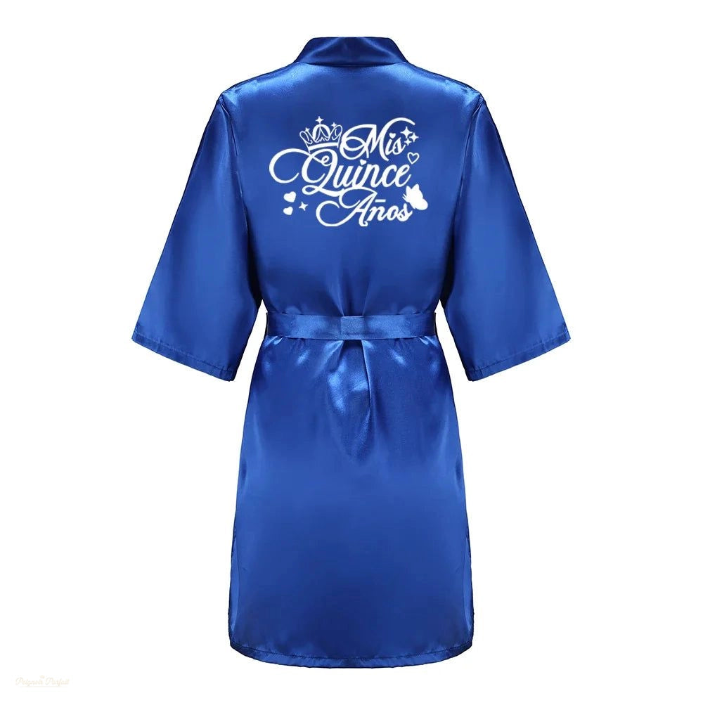 Peignoir Enfant Bleu Royal Satin Quincéañera - Bleu Royal - XXXXL
