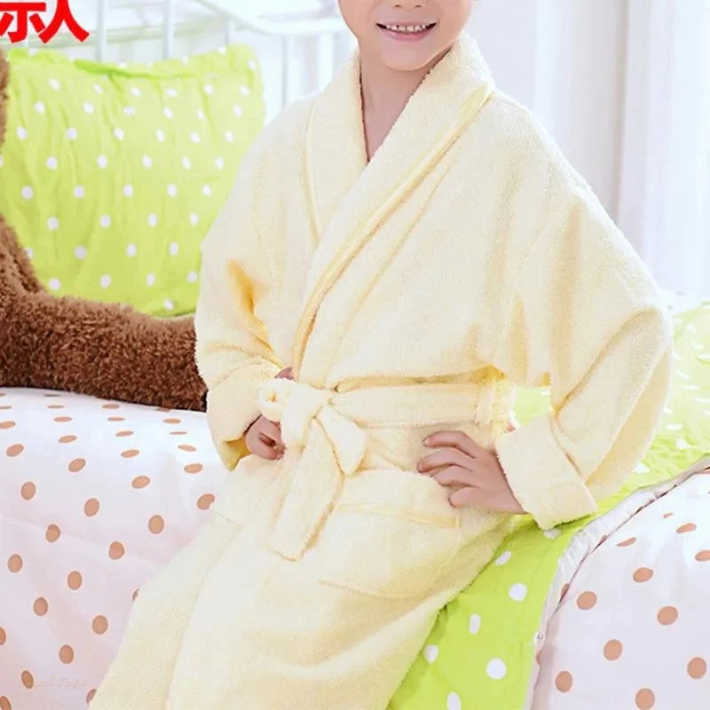 Peignoir Enfant Coton Jaune Clair Doux - Automne Hiver - Jaune Clair Doux - M