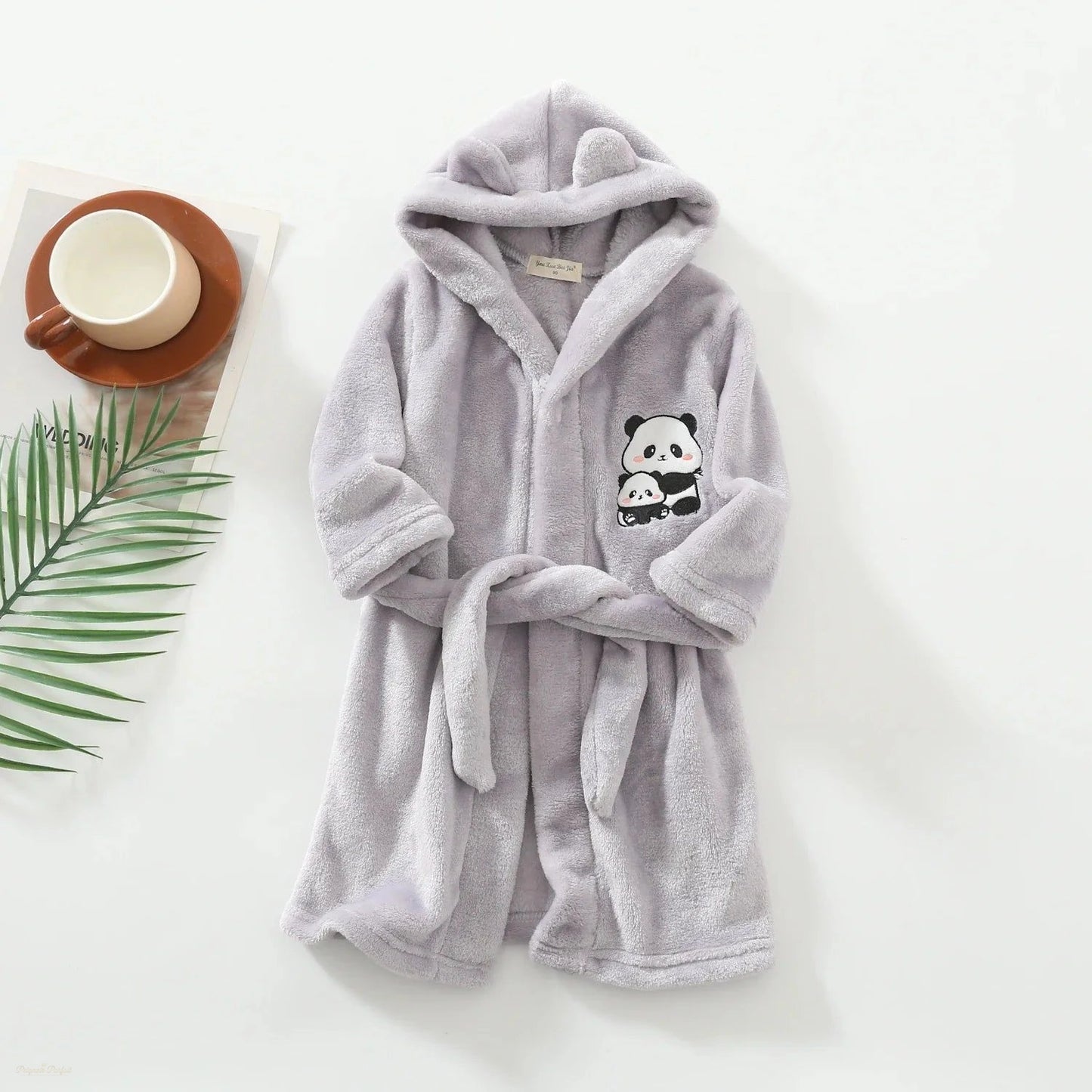 Peignoir Enfant Gris Doux Capuche Flanelle - Gris Doux - 4 ans (110cm)