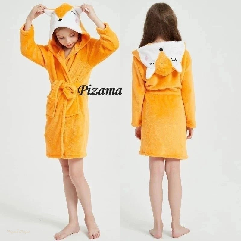 Peignoir Enfant Orange Vif Peluche Douce Capuche - Orange Vif - 150cm (10-12 ans)