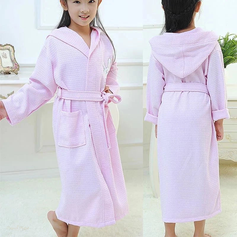 Peignoir Enfant Rose Clair Coton Doublé Chaud - Rose Clair - L