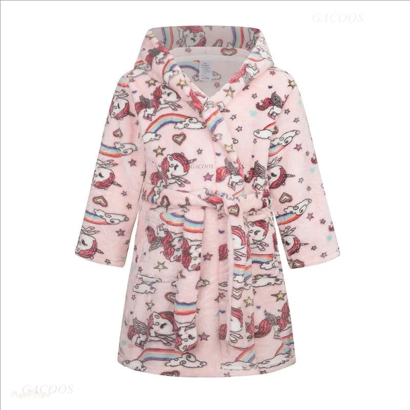 Peignoir Enfant Rose Poudré Flanelle Capuche - Rose Poudré - 140 (7-8 ans)