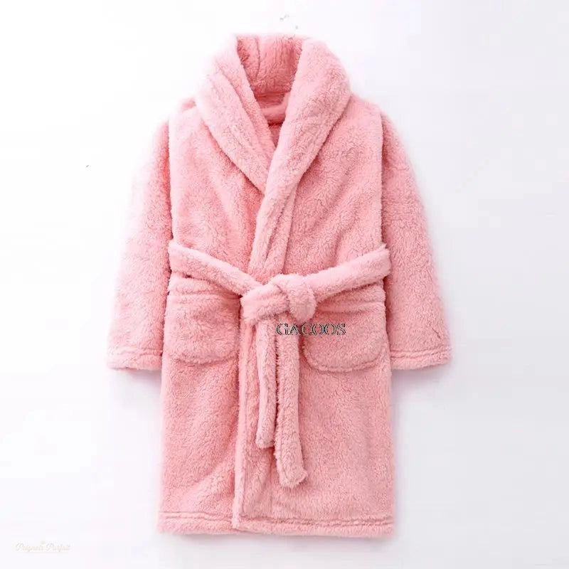 Peignoir Enfant Rose Tendre Flanelle Chaud - Rose Tendre - 16 ans