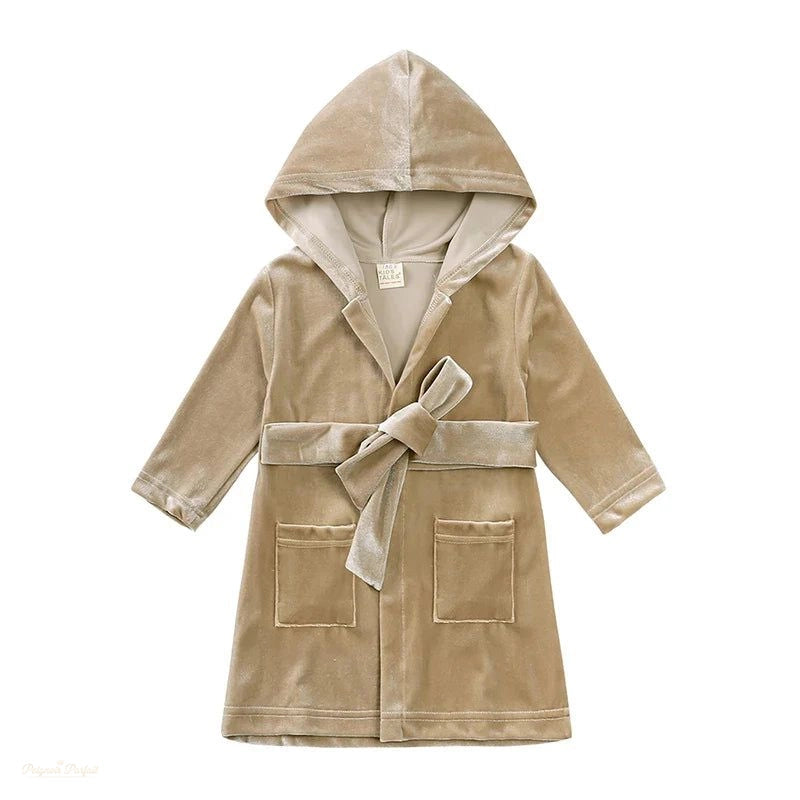 Peignoir Enfant Velours Camel Frill Chaud - Camel Velours - 140cm (8-9 ans)
