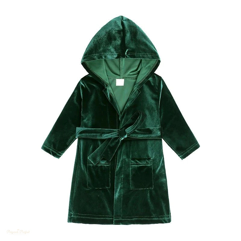 Peignoir Enfant Velours Vert Émeraude Chaud - Vert Émeraude - 140cm (8-9 ans)