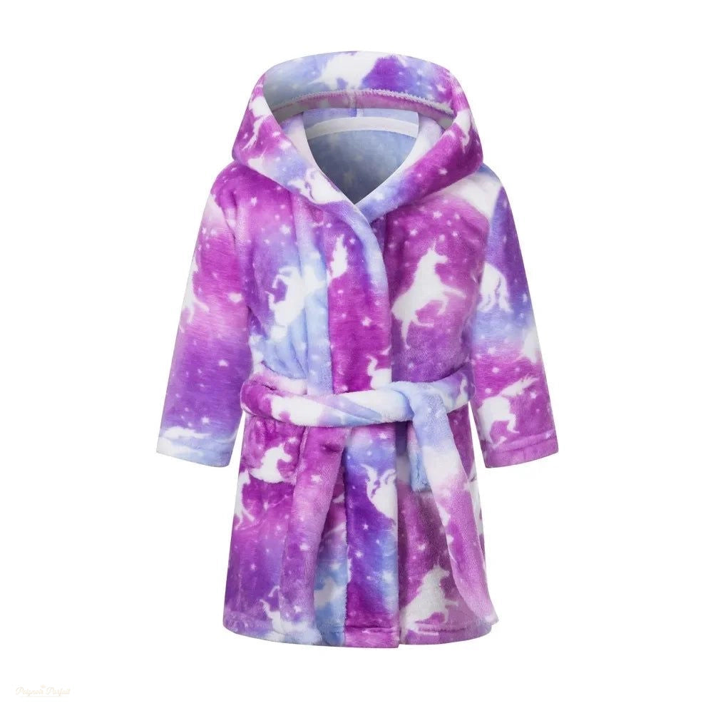 Peignoir Enfant Violet Cosmique Motif Licorne - Violet Cosmique - 100 (3-4 ans)