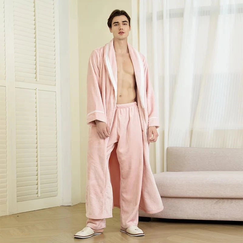 Peignoir épais flanelle homme Rose Doux - Rose Doux - XXXL