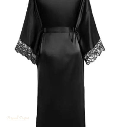 Peignoir Femme Motifs Floraux Satin Long - 1