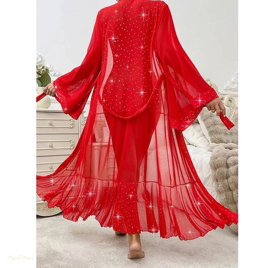 Peignoir Femme Paillettes Mesh Volants - 1