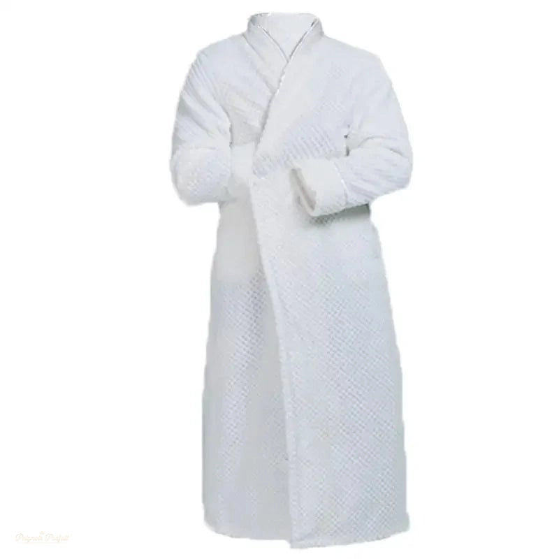 Peignoir Flanelle Blanc Pur Homme Femme - Blanc Pur - L (60-80Kg)