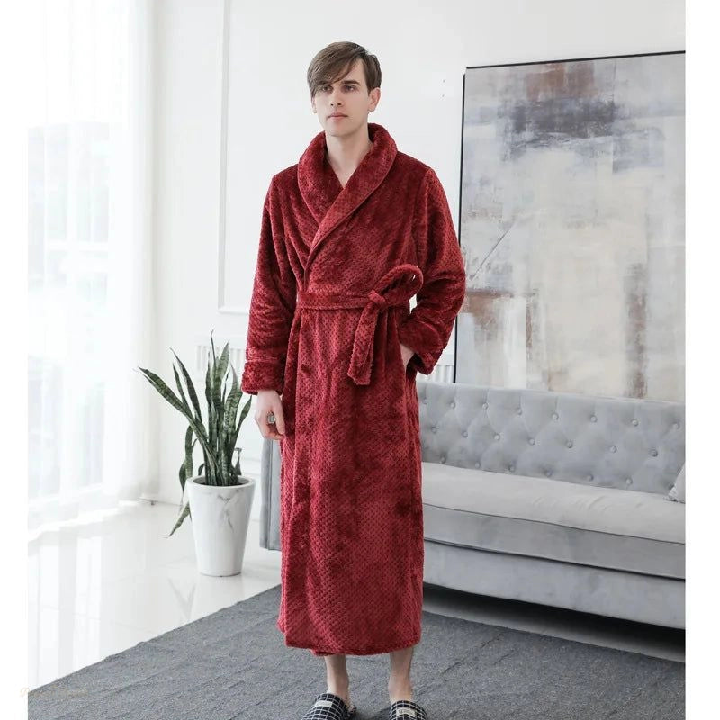 Peignoir Flanelle Bordeaux Profond Femme Chaud - Bordeaux Profond - XL