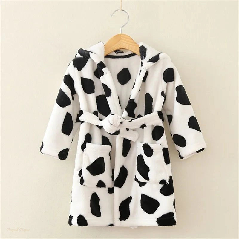 Peignoir Flanelle Enfant Blanc Avec Motif - Blanc Avec Motif - 4 ans