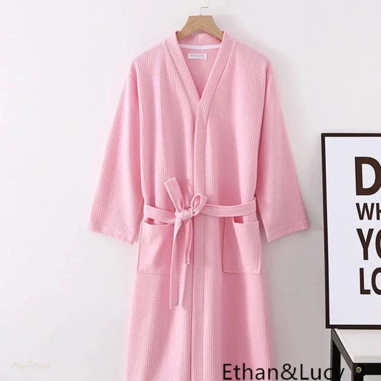 Peignoir gaufré coton femme rose vif été - Rose Vif - M