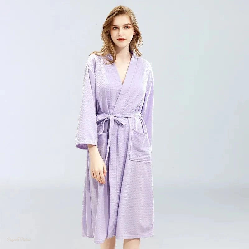 Peignoir Gaufré Violet Élégant Homme Femme Sauna - Violet Élégant - L