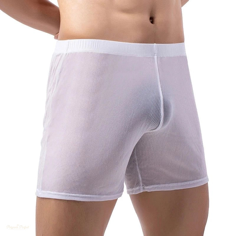 Peignoir homme blanc translucide ajouré sexy - Blanc Translucide - XL