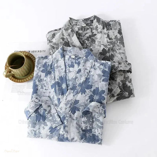 Peignoir Homme Coton Kimono Élégant - 1