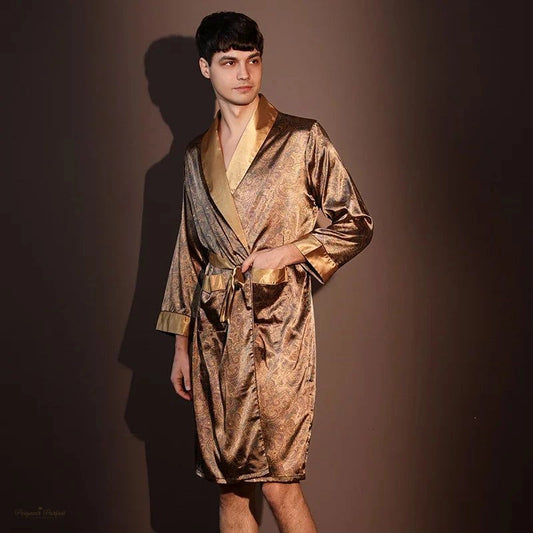 Peignoir homme été soie glacée imprimé - 1