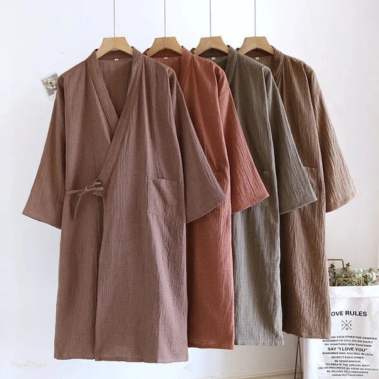 Peignoir Kimono Coton Homme - Poche, Ample, Été - 1