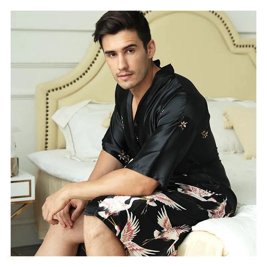 Peignoir Kimono Homme Satin - Robe de Chambre Luxe - 1