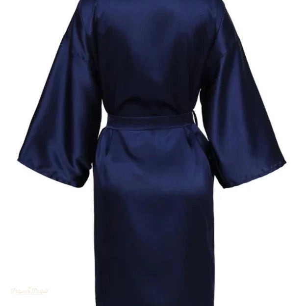 Peignoir Kimono Satin Bleu Nuit Femme - Bleu Nuit - XXL