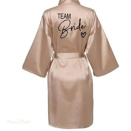 Peignoir Kimono Satin Champagne Team Bride - Champagne Satiné - S