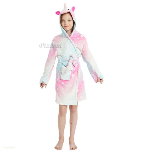 Peignoir Licorne Arc-en-ciel Enfant Flanelle - 1