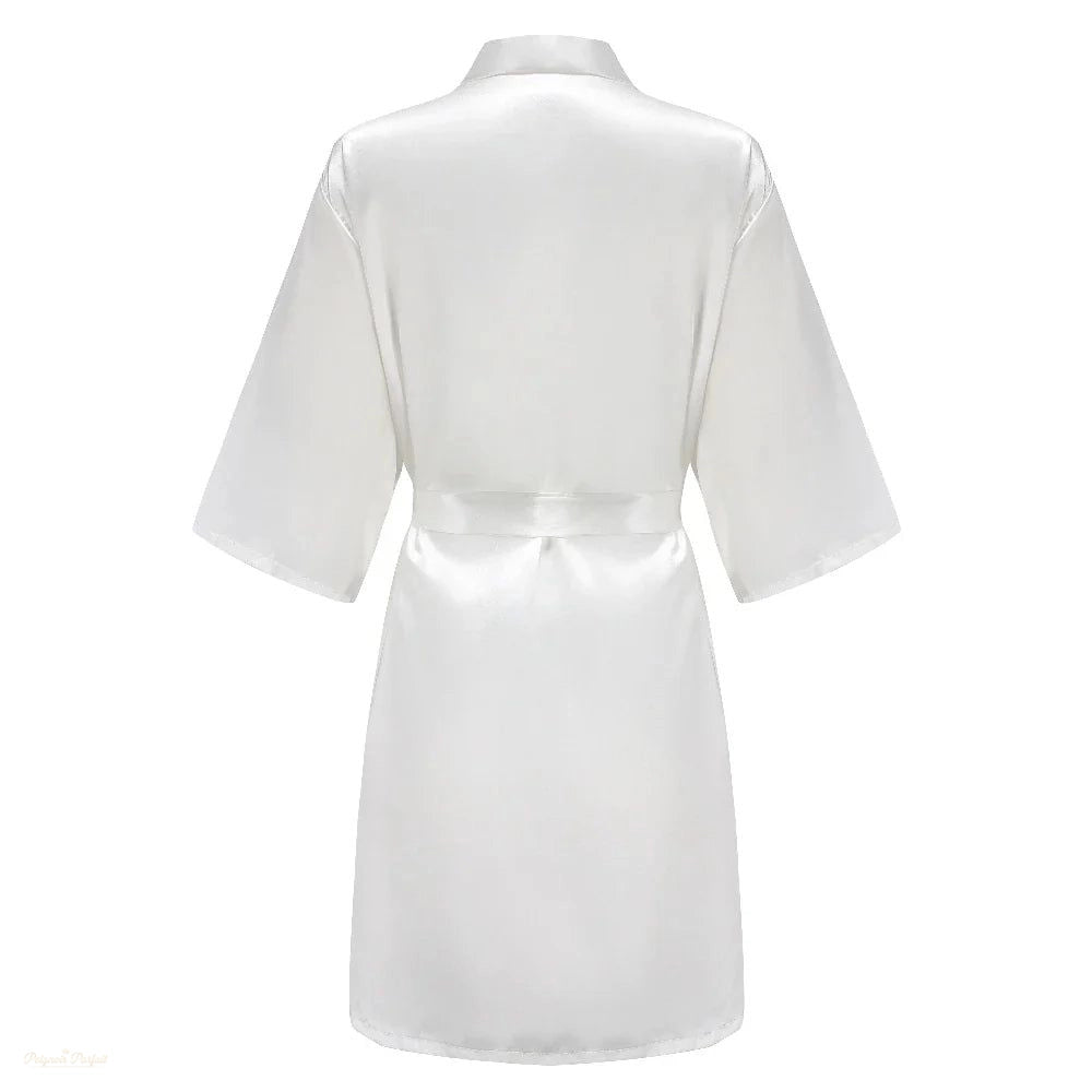 Peignoir Satin Blanc Femme Luxe - Blanc Satiné - M