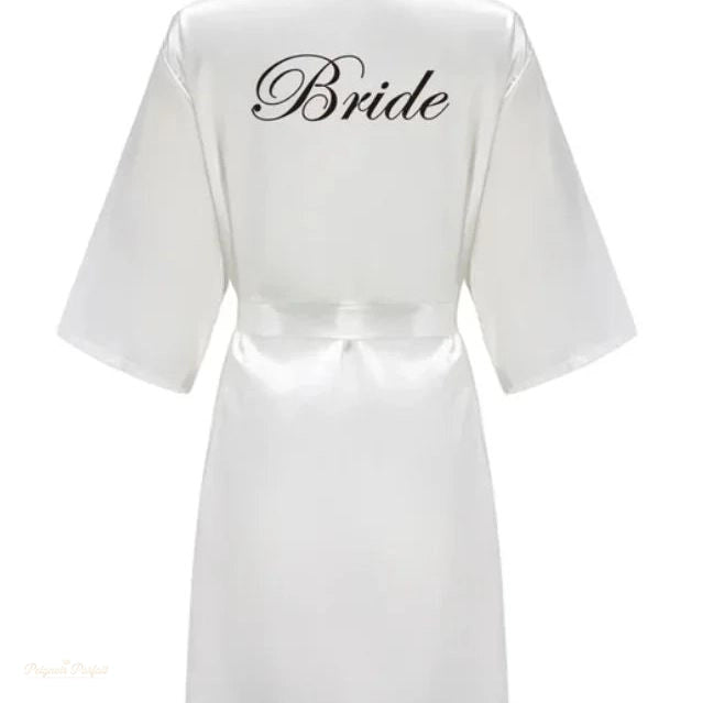 Peignoir Satin Blanc Femme Mariée Kimono - Blanc Satiné - M