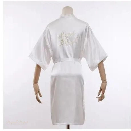 Peignoir Satin Blanc Mariée Demoiselle d'Honneur Femme - Blanc Mariée - XXL