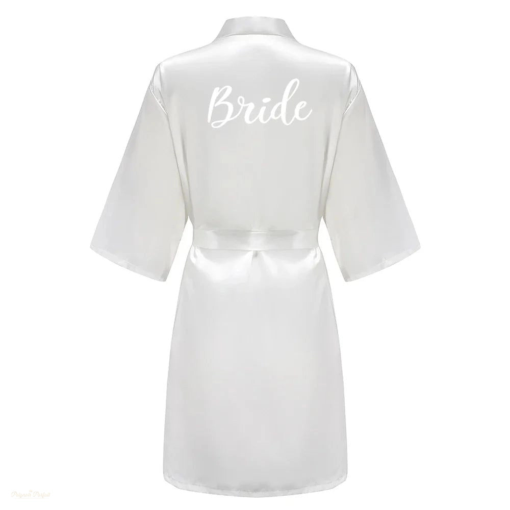 Peignoir Satin Blanc Neige Femme Mariage - Blanc Neige - M