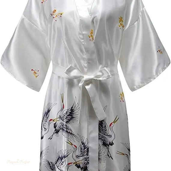 Peignoir Satin Blanc Pur Femme Mariage - Blanc Pur - S