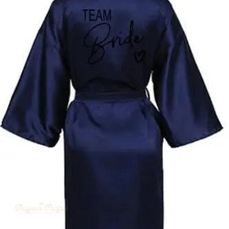 Peignoir satin bleu marine Team Bride femme - Bleu Marine - XL