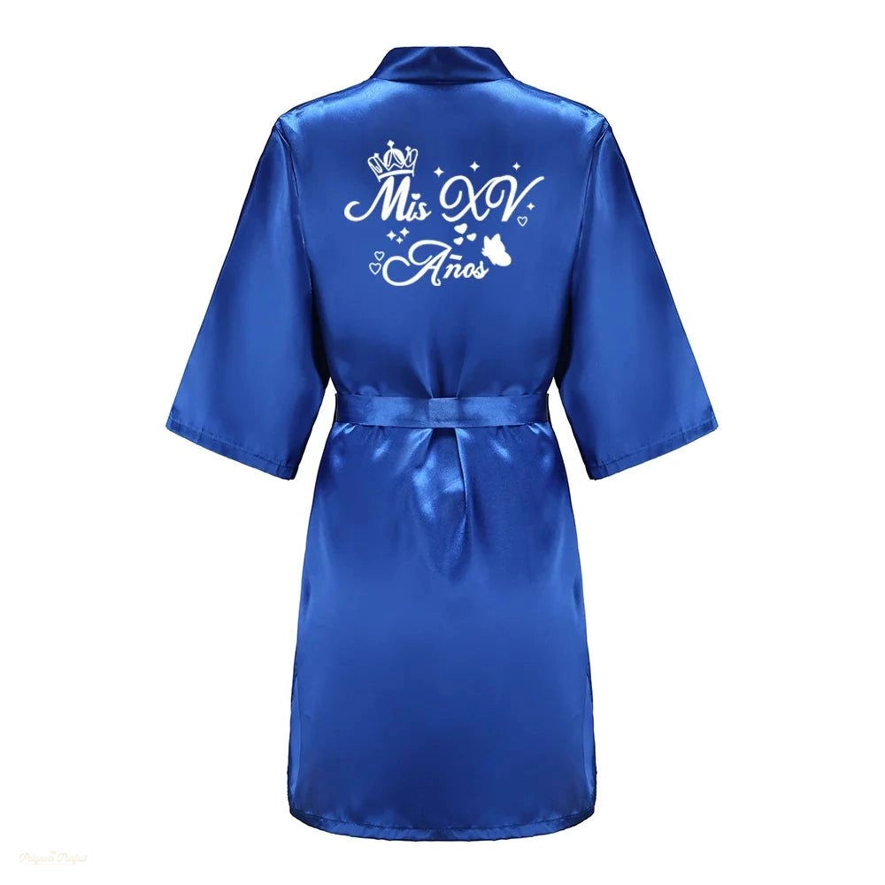 Peignoir Satin Bleu Roi Royal Quinceañera Femme - Bleu Roi Royal - XXXXL