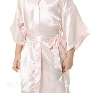 Peignoir Satin Enfant - Robe de Chambre Kimono - Rose Satiné - S - 12