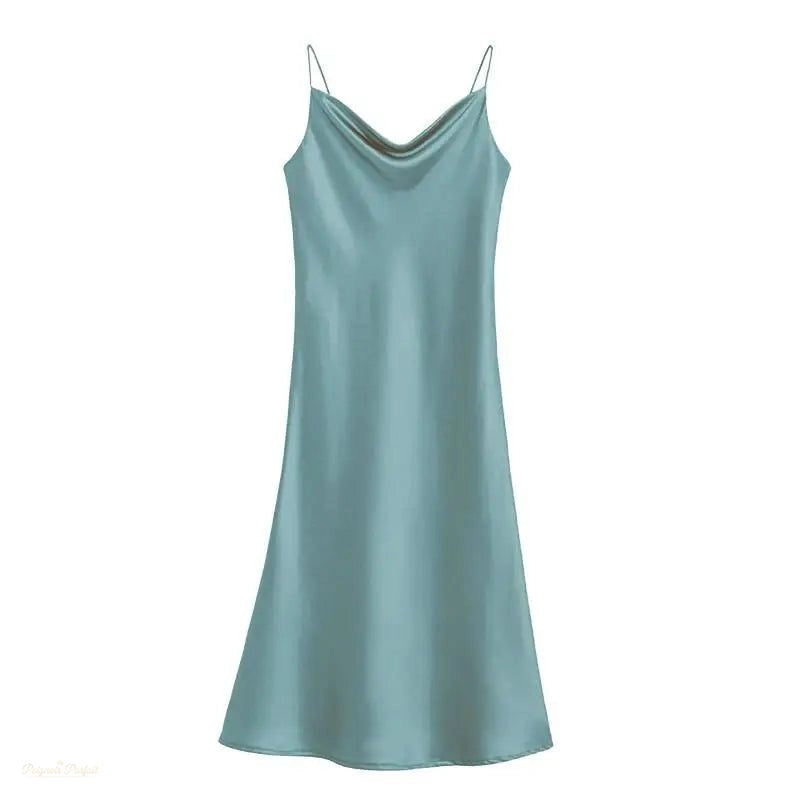 Peignoir Satin Femme Bleu Lac - Robe Fluide Élégante - Bleu Lac - XL