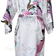 Peignoir Satin Femme Kimono Floral Court - 1
