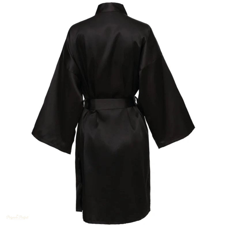 Peignoir Satin Femme Noir Élégant - Robe de Chambre - Noir Élégant - S
