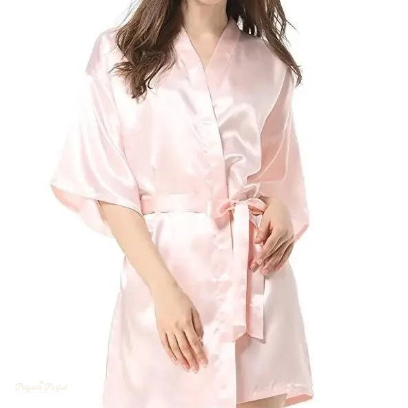 Peignoir Satin Femme Noir - Kimono Confortable - XXL - Allemagne - Rose Clair Satiné