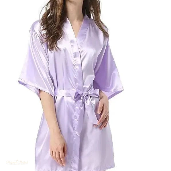 Peignoir Satin Femme Noir - Kimono Confortable - XXL - États-Unis - Lavande Satiné