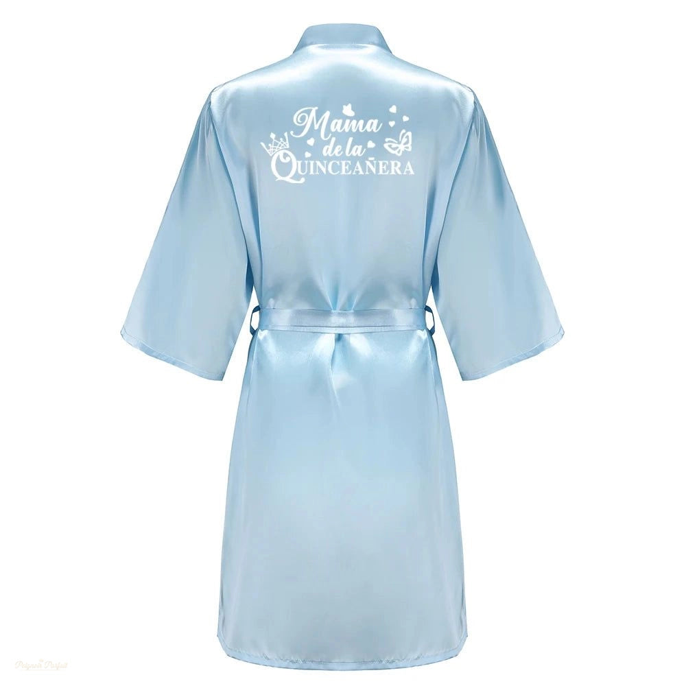 Peignoir Satin Femme - Robe de Chambre Élégante - Bleu Bébé Satiné - XXXXL - 12