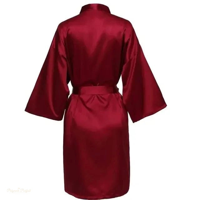 Peignoir Satin Femme - Robe de Mariée Élégante - XL - Allemagne - Rouge Vin