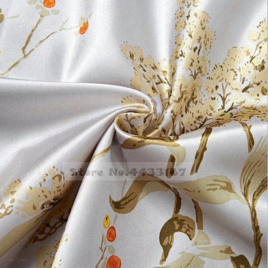 Peignoir Satin Floral Femme - Robe Chambre Longue - 1