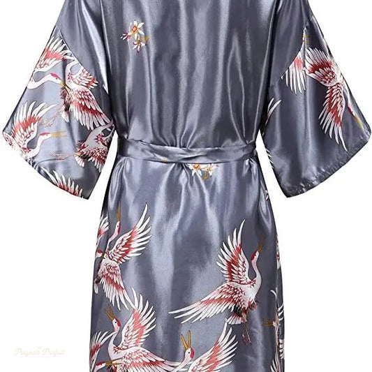 Peignoir Satin Floral Femme - Robe de Chambre Élégante - 1