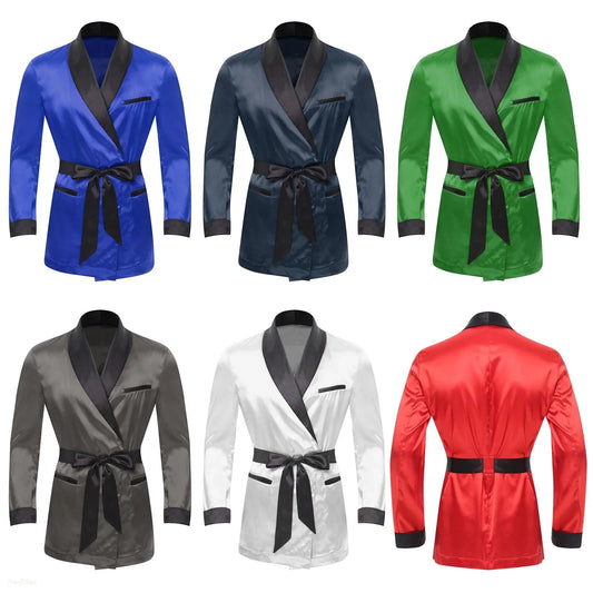 Peignoir Satin Homme avec Ceinture - Robe de Chambre Élégante - 1