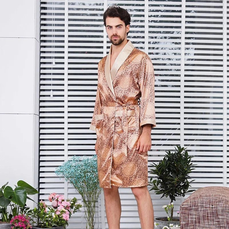 Peignoir Satin Homme Or Luxe - Grandes Tailles - Or Luxe - XXXXL