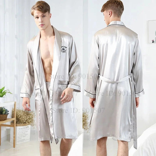 Peignoir Satin Homme - Robe Chambre Kimono Élégant - 1