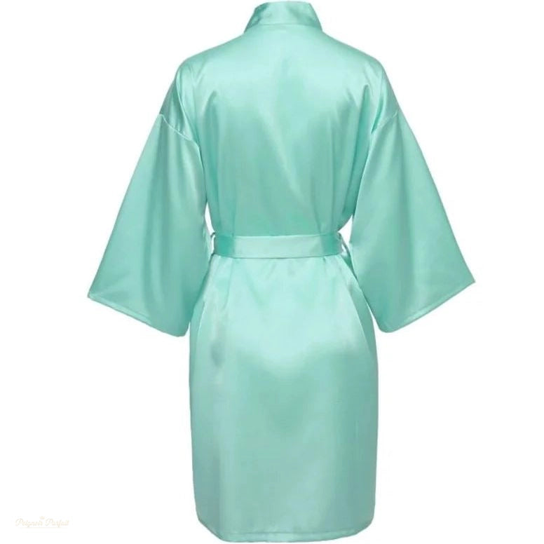 Peignoir Satin Menthe Glacée Femme - Robe Demoiselle d'honneur - Menthe Glacée - S
